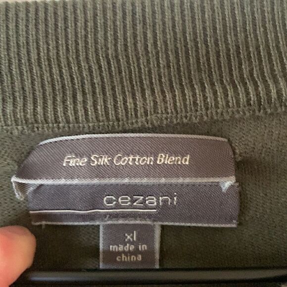 CEZANI Mens  Green Crewneck Sweater XL Silk Blend‎ - Picture 3 of 4